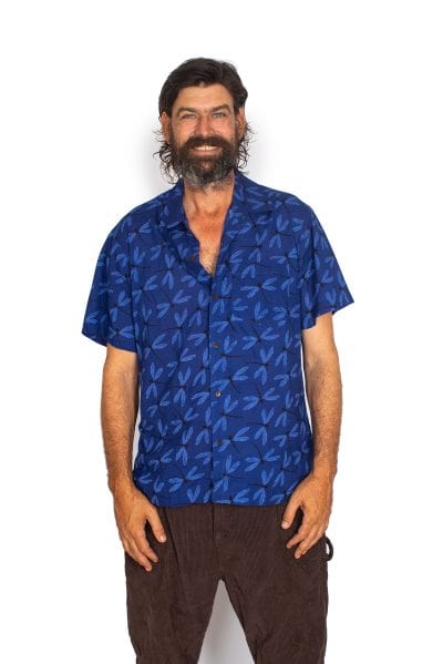 OM Designs Mens Shirt Men's Cotton Shirt - Midnight Dragonfly