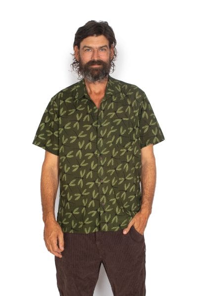 OM Designs Mens Shirt Men's Cotton Shirt - Olive Dragonfly