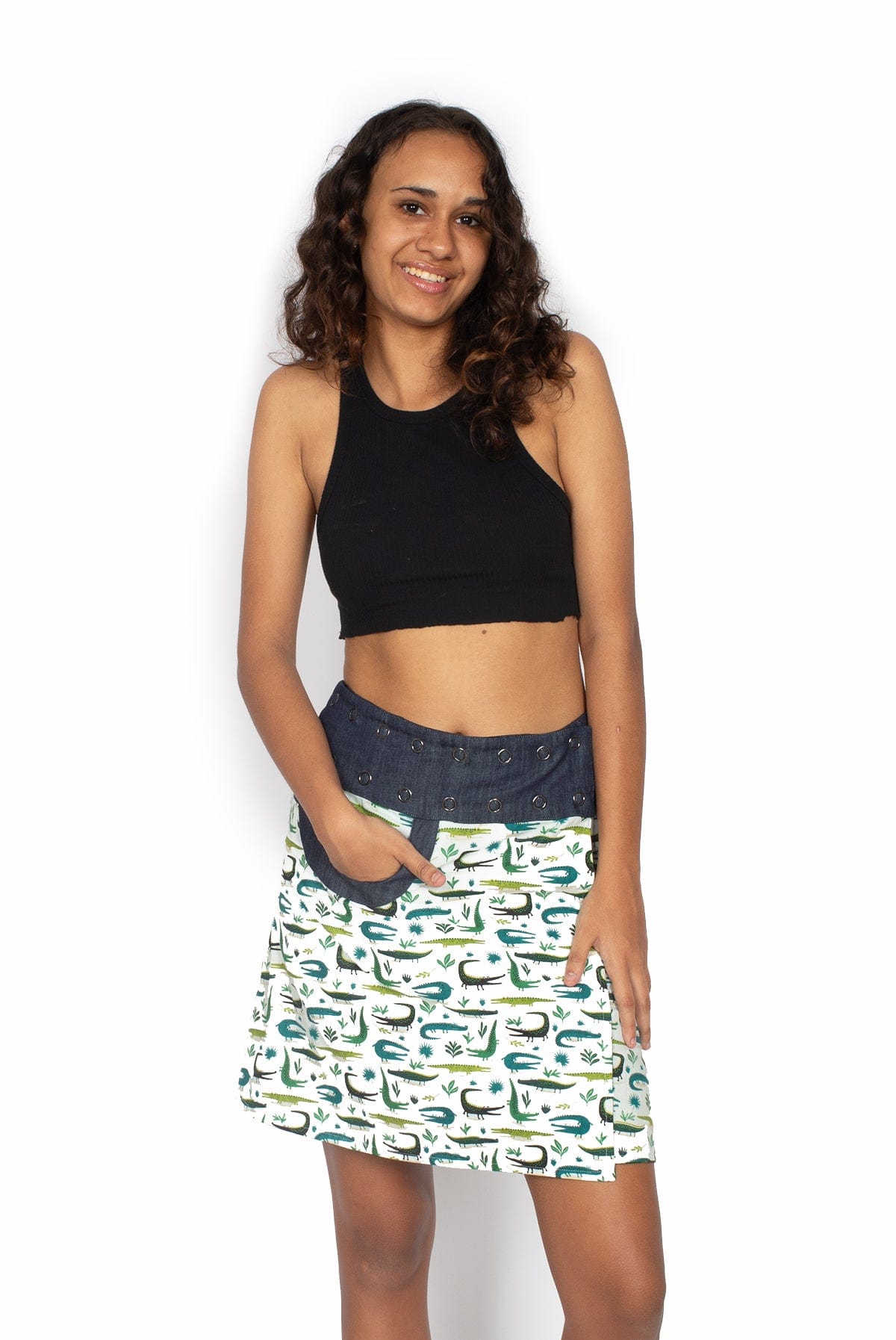 OM Designs Skirts New Energy Reversible Skirt  - Crocodiles / Olive Dragonfly