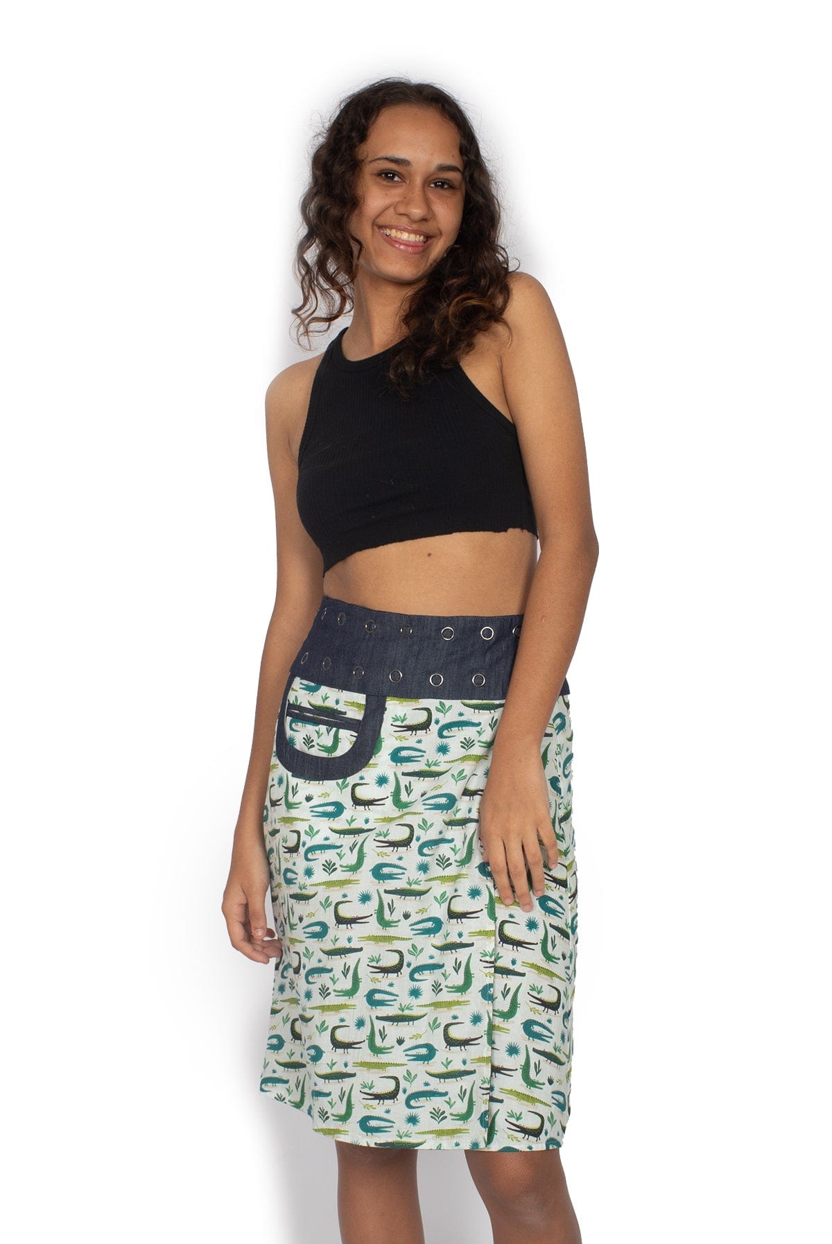 OM Designs Skirts New Energy Reversible Skirt  - Crocodiles / Olive Dragonfly