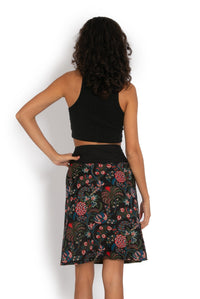 OM Designs New Energy Reversible Skirt  - Khaki Flower / Jungle Black* Splash Swimwear Skirts