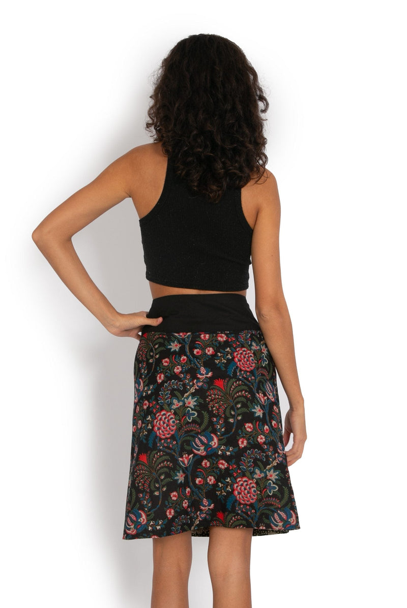 OM Designs New Energy Reversible Skirt  - Khaki Flower / Jungle Black* Splash Swimwear Skirts