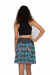 OM Designs Skirts New Energy Reversible Skirt  - Rainbow Blue / Dragonfly Black