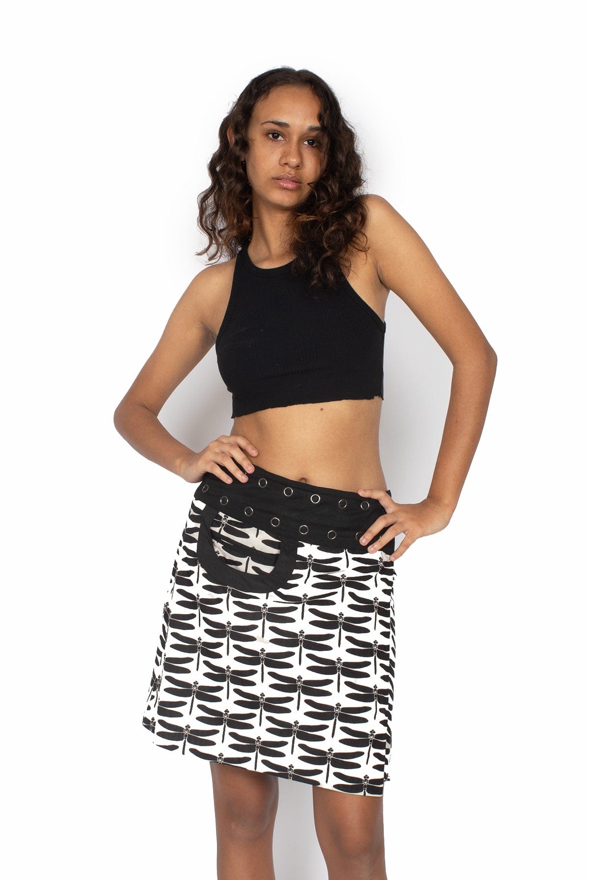 OM Designs Skirts New Energy Reversible Skirt  - Rainbow Blue / Dragonfly Black