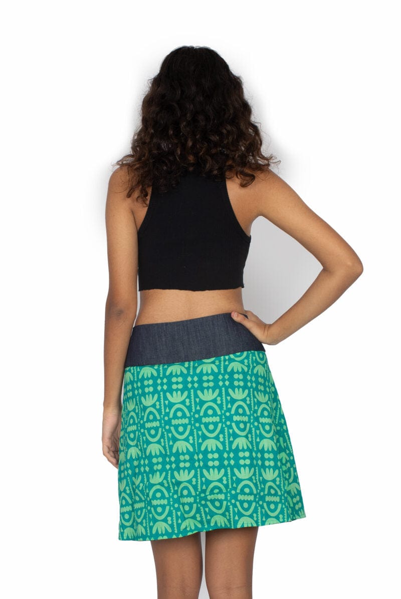 OM Designs Skirts New Energy Reversible Skirt  - Tribal Green / Monstera Jungle