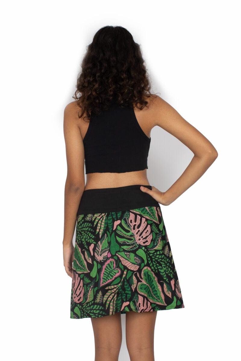 OM Designs Skirts New Energy Reversible Skirt  - Tribal Green / Monstera Jungle