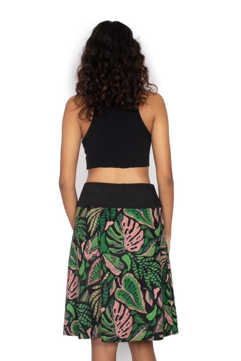 OM Designs Skirts New Energy Reversible Skirt  - Tribal Green / Monstera Jungle