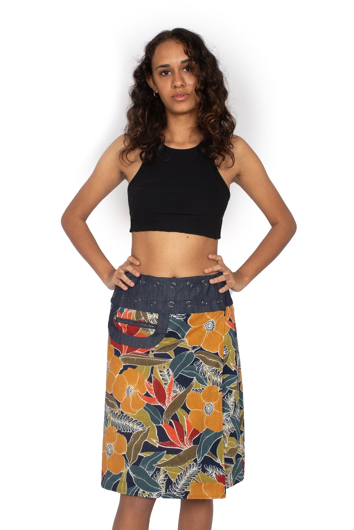 OM Designs Skirts New Energy Reversible Skirt  - Tropical Jungle / Rainbow Orange