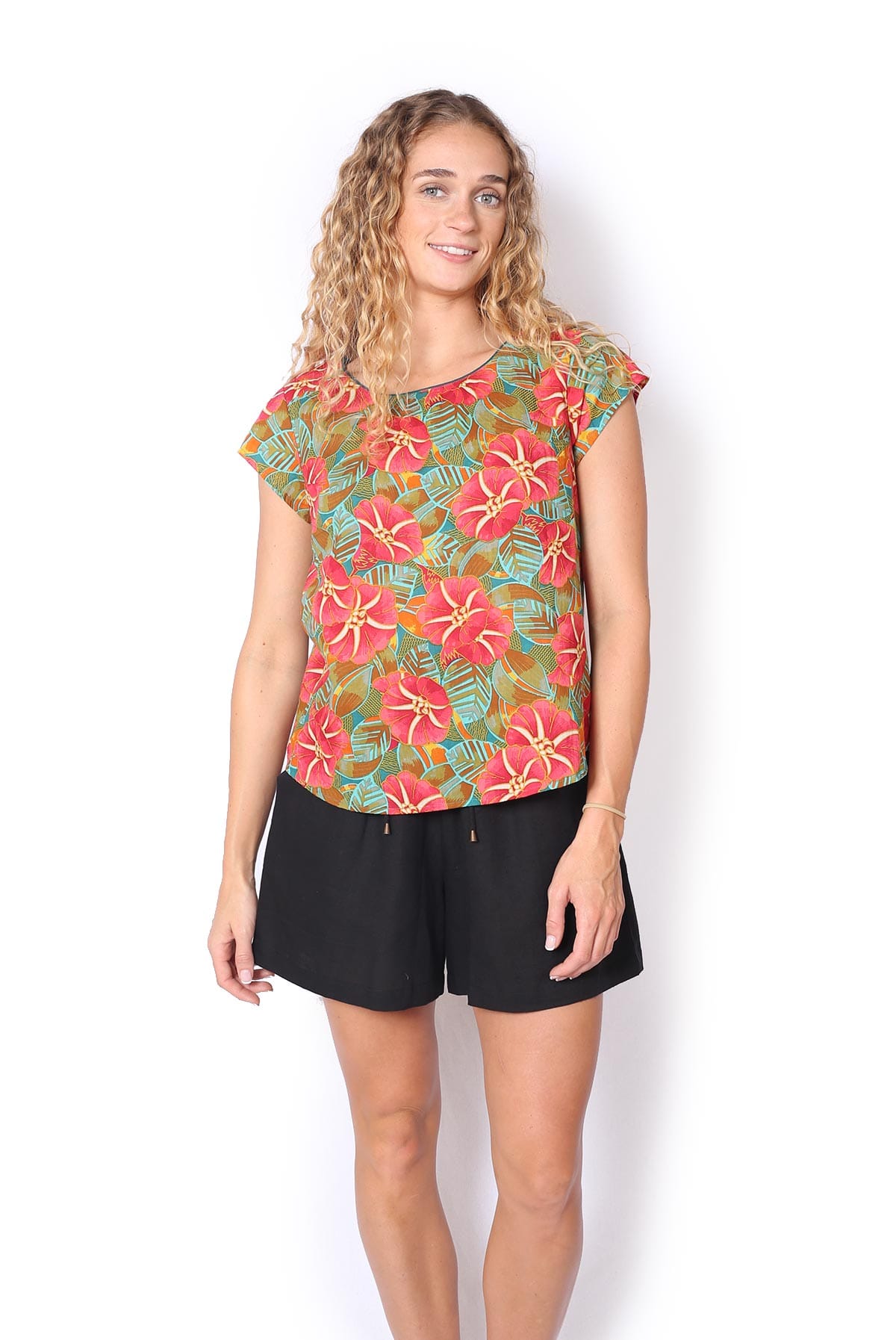OM Designs OM Design Chloe Top - Hibiscus OM Design Chloe Top - Abstract Blue Splash Swimwear Womens Clothing