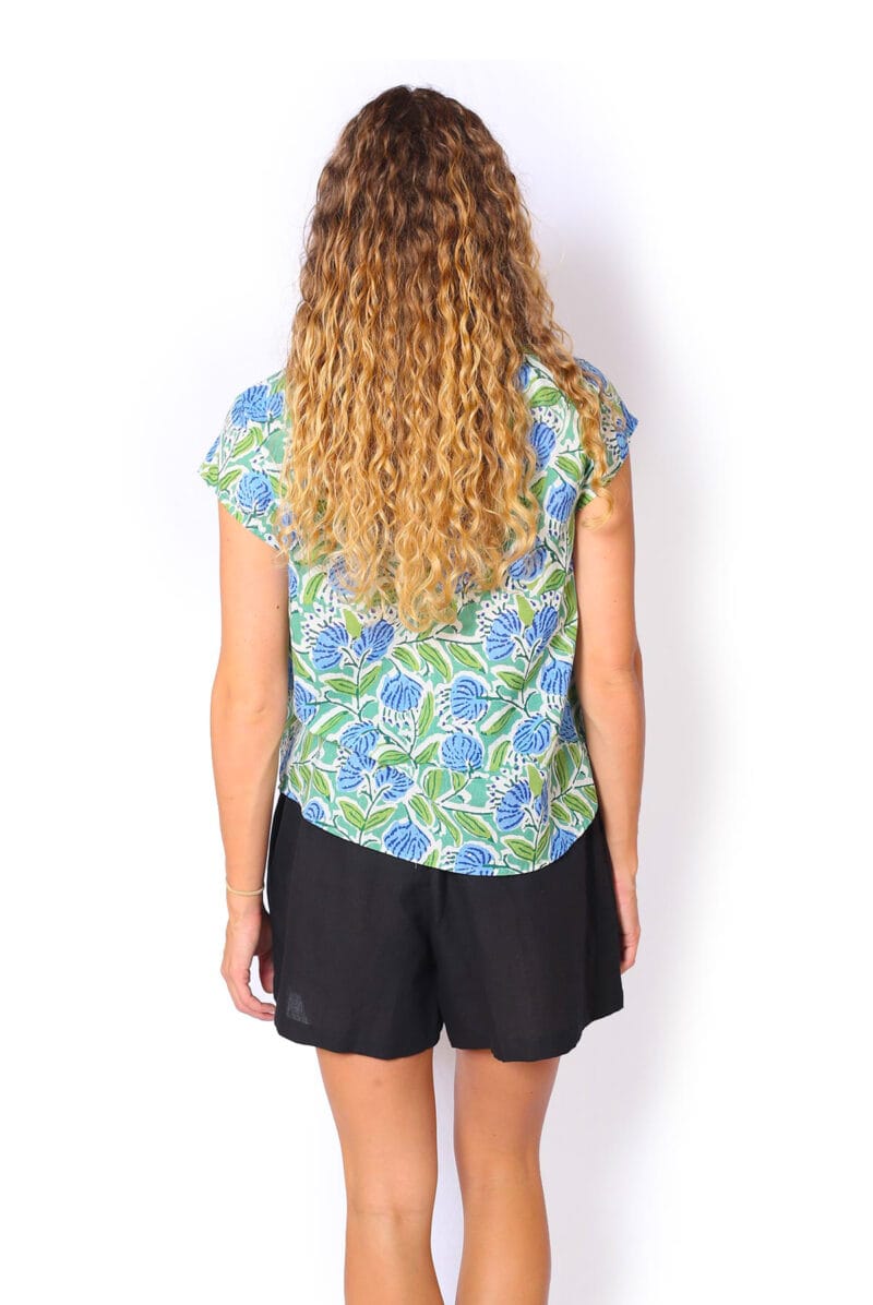 OM Designs OM Design Chloe Top - Pom Pom Blue OM Design Chloe Top - Abstract Blue Splash Swimwear Womens Clothing