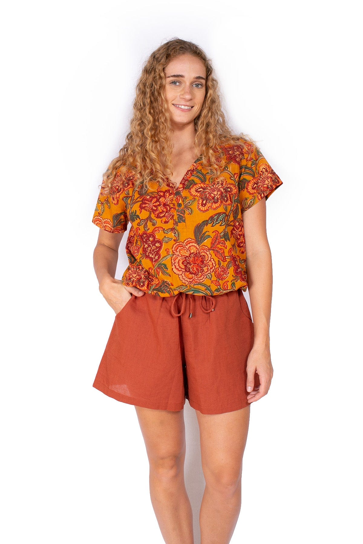 OM Designs Om Design Eloise Top - Mustard Dreams Om Design Eloise Top - Mustard Dreams Splash Swimwear Womens Clothing