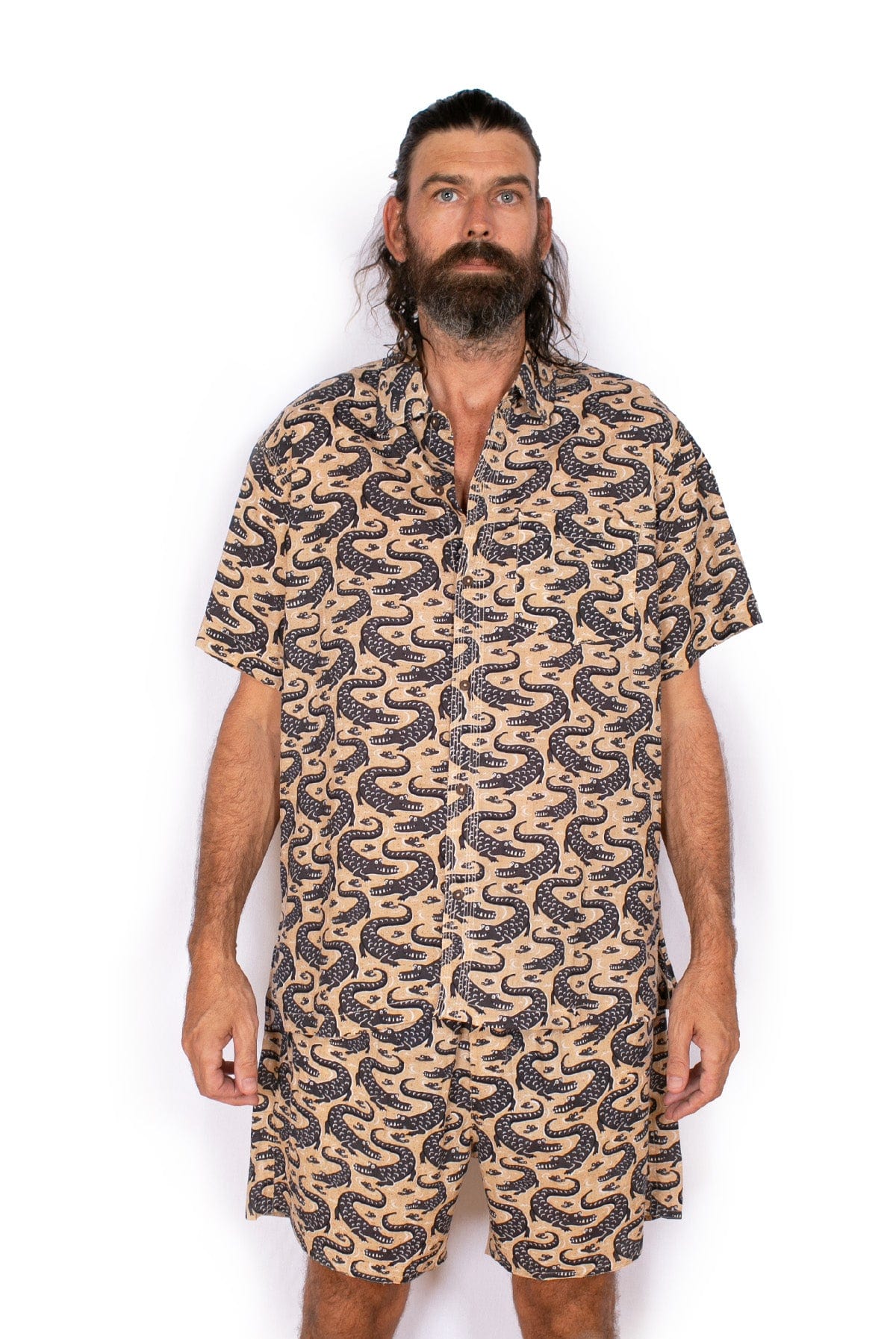 OM Designs Om Design Mens Shirt - Beige Crocs Om Design Mens Shirt - Beige Crocs Splash Swimwear Womens Clothing