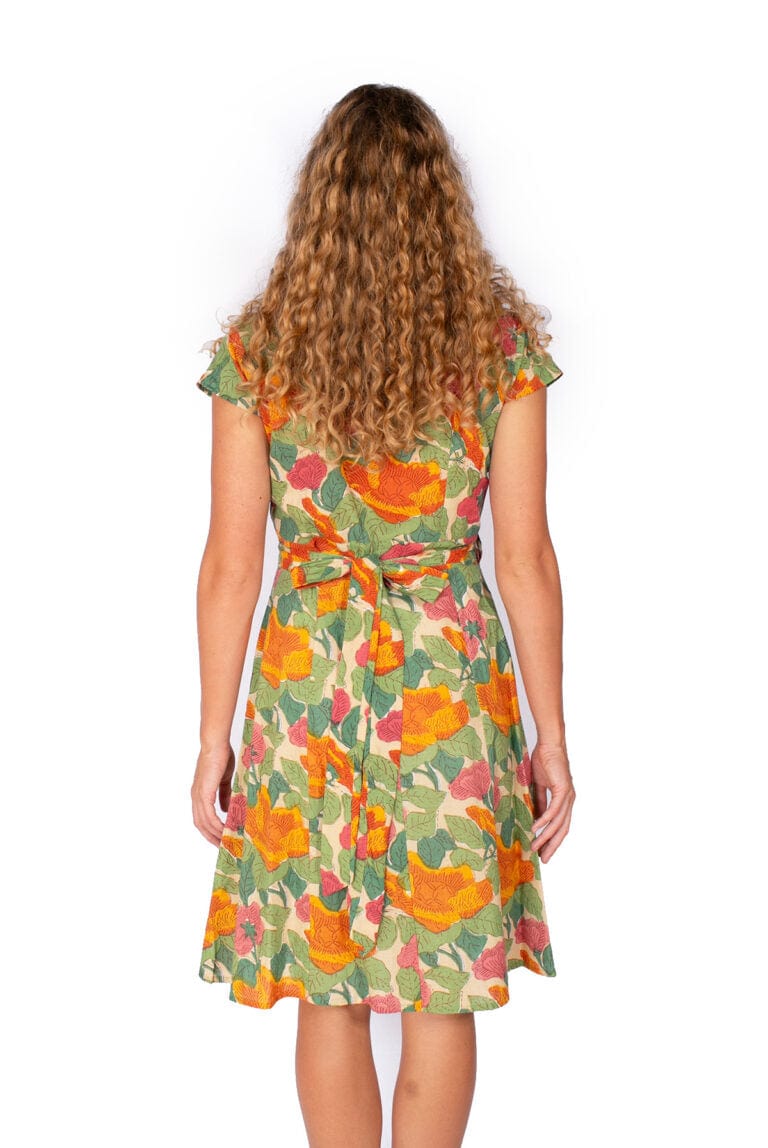 OM Designs Om Design Rose Wrap Dress - Watercolour Garden Om Design Rose Wrap Dress - Watercolour Garden Splash Swimwear Womens Clothing