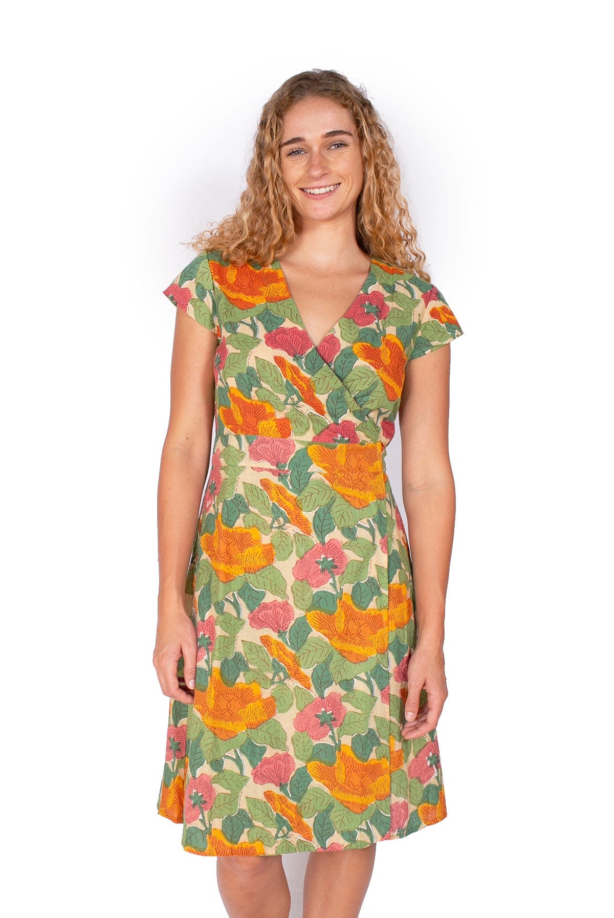 OM Designs Om Design Rose Wrap Dress - Watercolour Garden Om Design Rose Wrap Dress - Watercolour Garden Splash Swimwear Womens Clothing