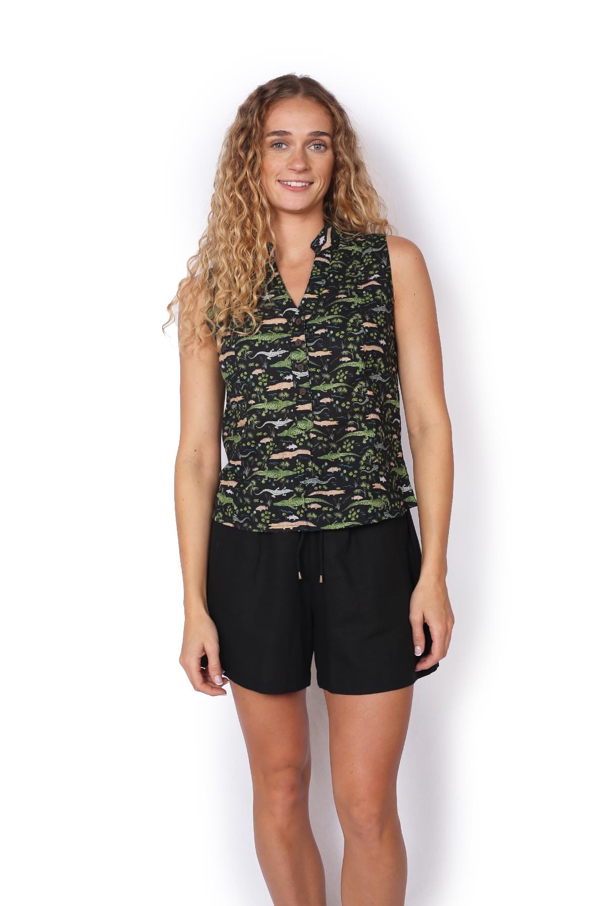 OM Designs OM Design Zoe Top - Brooke's Crocs Black OM Design Zoe Top - Orange Garden Splash Swimwear Womens Clothing