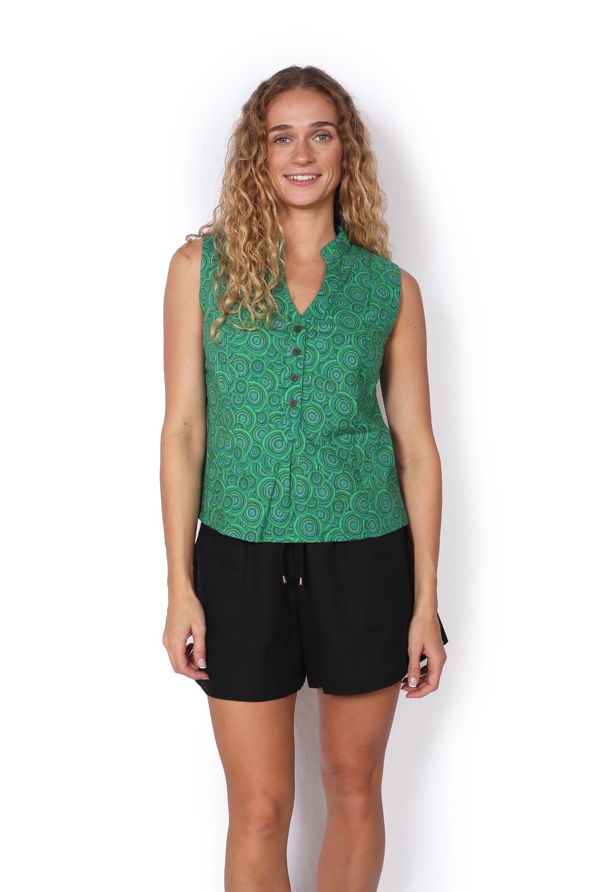 OM Designs OM Design Zoe Top - Spiral Green OM Design Zoe Top - Orange Garden Splash Swimwear Womens Clothing