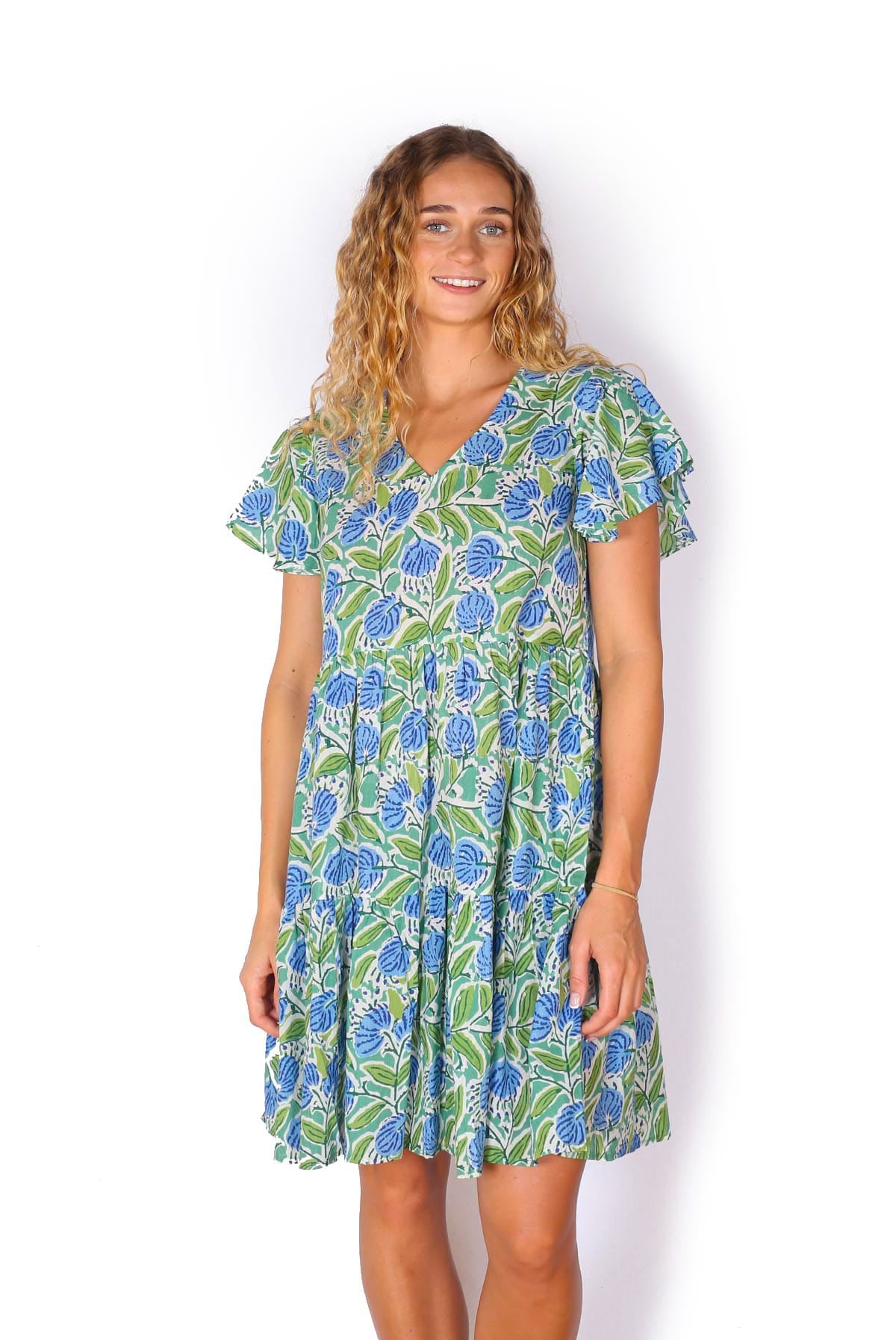 OM Designs OM Designs Ava Dress - Pom Pom Blue OM Designs Ava Dress - Pom Pom Blue Splash Swimwear Dresses