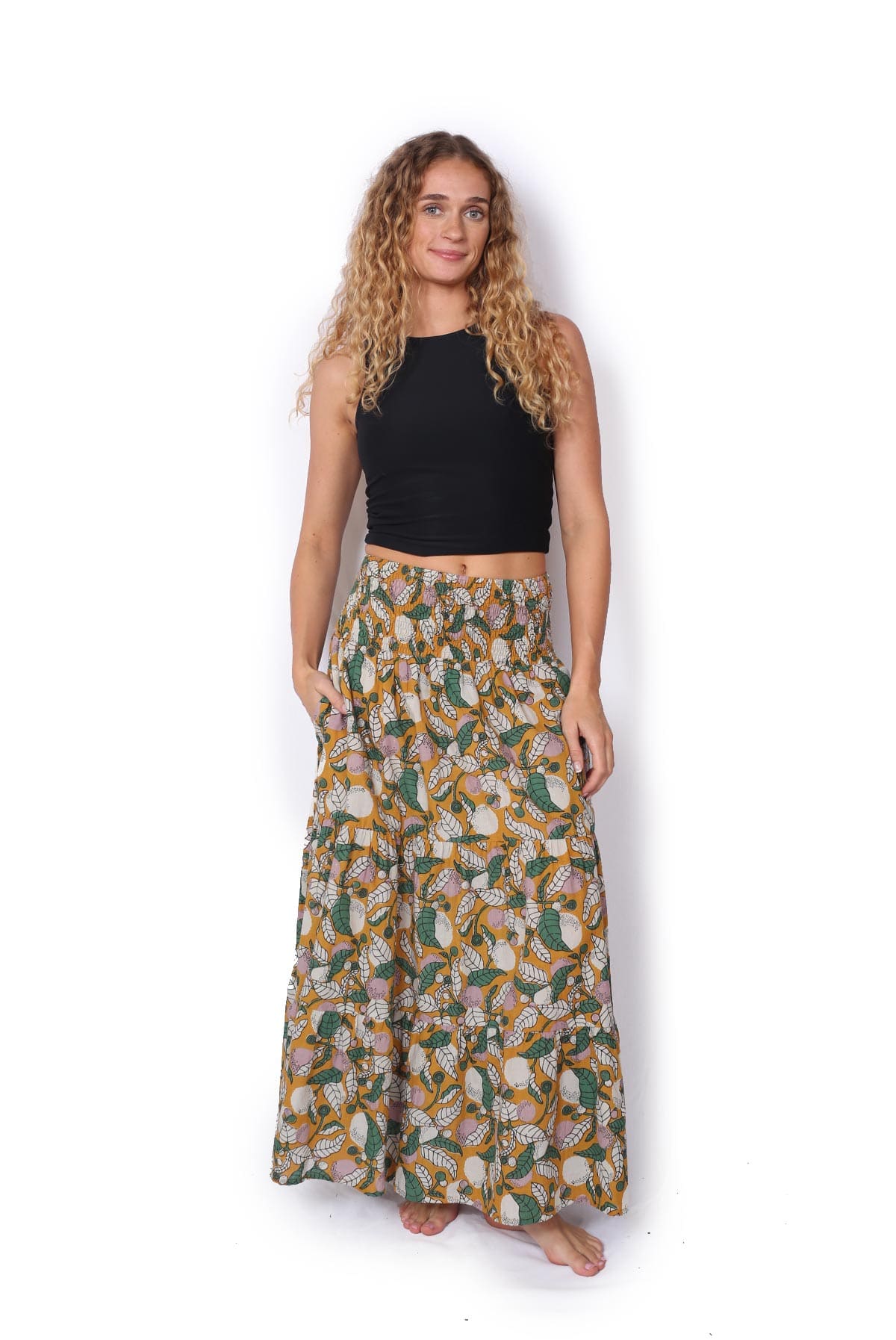 OM Designs OM Designs Durga Maxi Skirt - Mustard Devine OM Designs Durga Maxi Skirt - Mustard Devine Splash Swimwear Skirt
