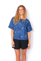 OM Designs OM Designs Jaydee Reversible Top - Secret Garden Blue OM Designs Jaydee Reversible Top - Abstract Black / Abstract Blue Splash Swimwear Tops