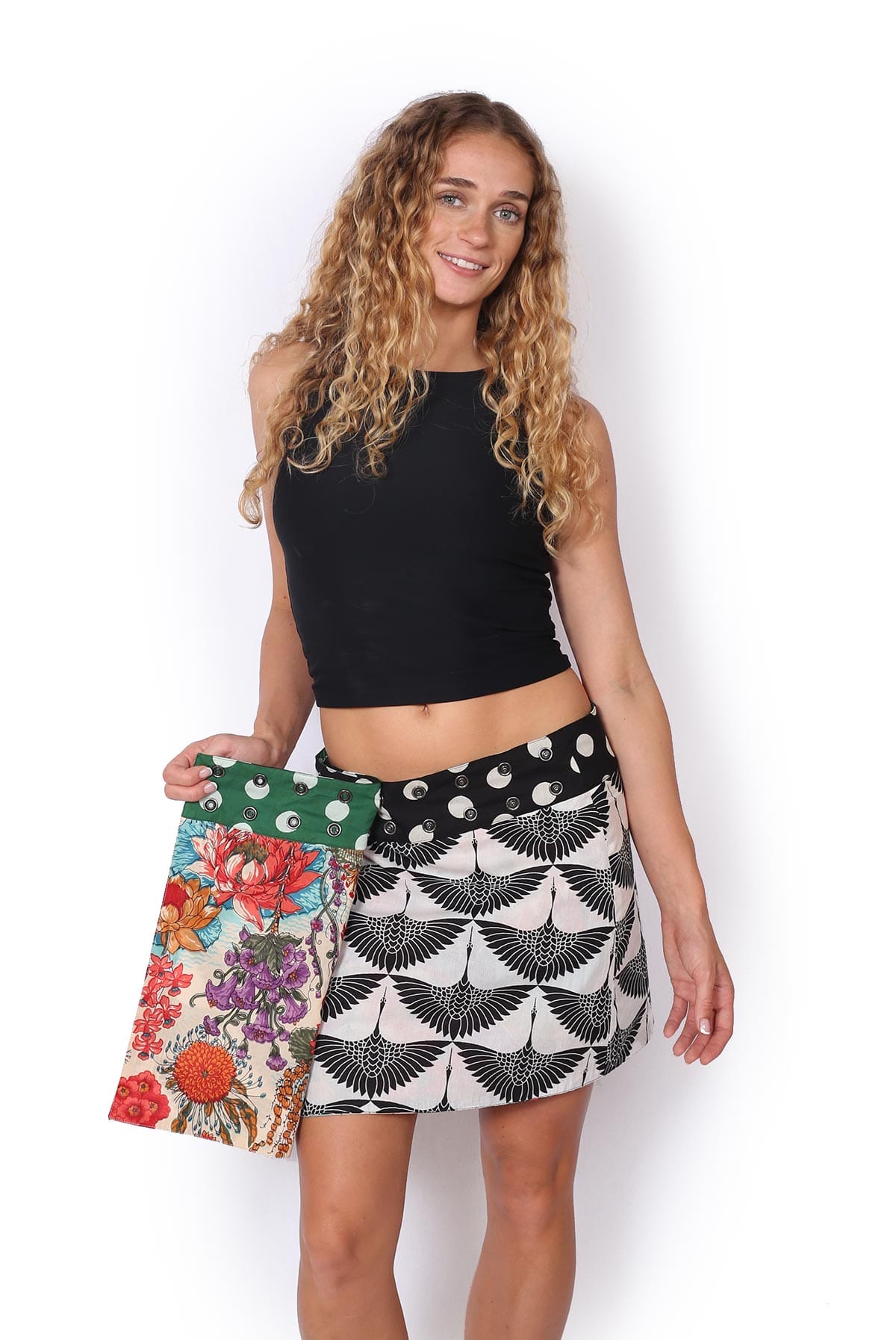 OM Designs OM Designs Liti Reversible Skirt - Mimi San Bird/Brolga Silhouette OM Designs Liti Reversible Skirt - Mimi San Bird/Brolga Silhouette Splash Swimwear Skirt O/S 1000030827
