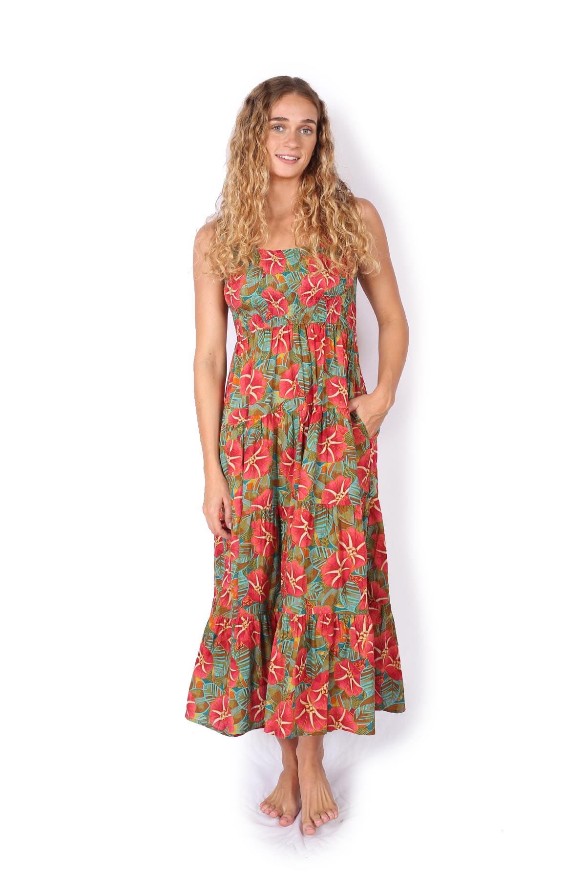OM Designs OM Designs Long Puri Dress - Hibiscus OM Designs Long Puri Dress - Hibiscus Splash Swimwear Dresses