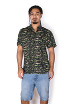 OM Designs OM Designs Mens Shirt - Brooke Croc Black Men's Cotton Shirt - Crocodiles Splash Swimwear Mens Shirt