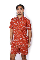 OM Designs OM Designs Mens Shirt - Ochre Fish Men's Cotton Shirt - Crocodiles Splash Swimwear Mens Shirt