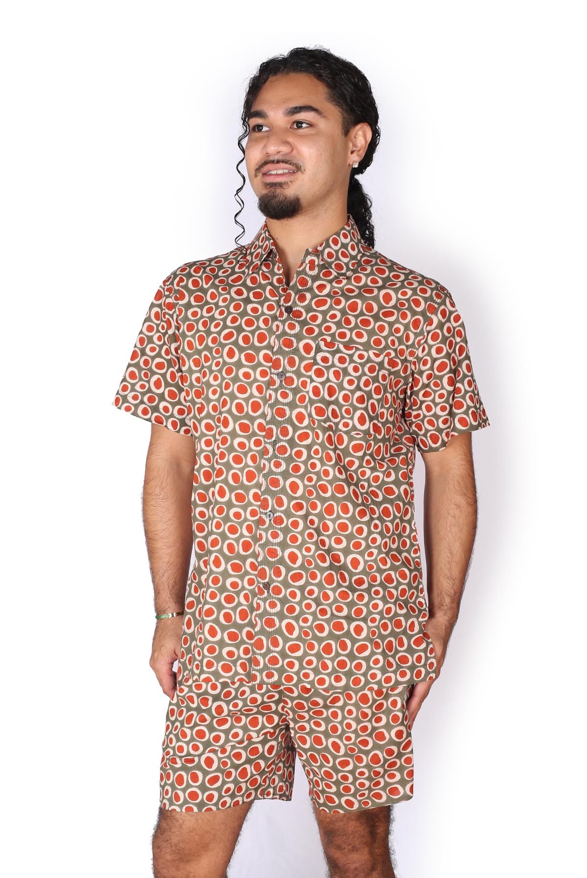 OM Designs OM Designs Mens Shirt - Thar Desert Men's Cotton Shirt - Crocodiles Splash Swimwear Mens Shirt
