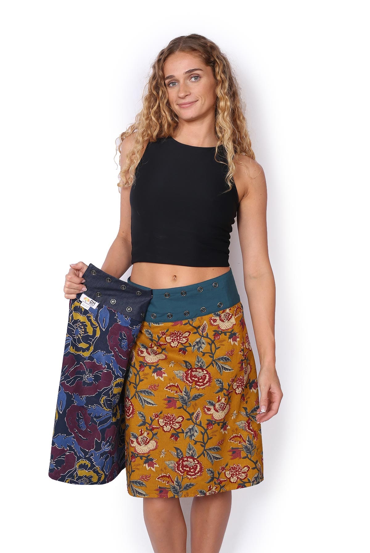 OM Designs OM Designs Reversible New Energy Skirt Long - Purple Haze/Mustard Florals 99148961072025 OM Designs Reversible New Energy Skirt Long - Purple Haze/Mustard Florals Splash Swimwear Skirt O/S 19148961072025