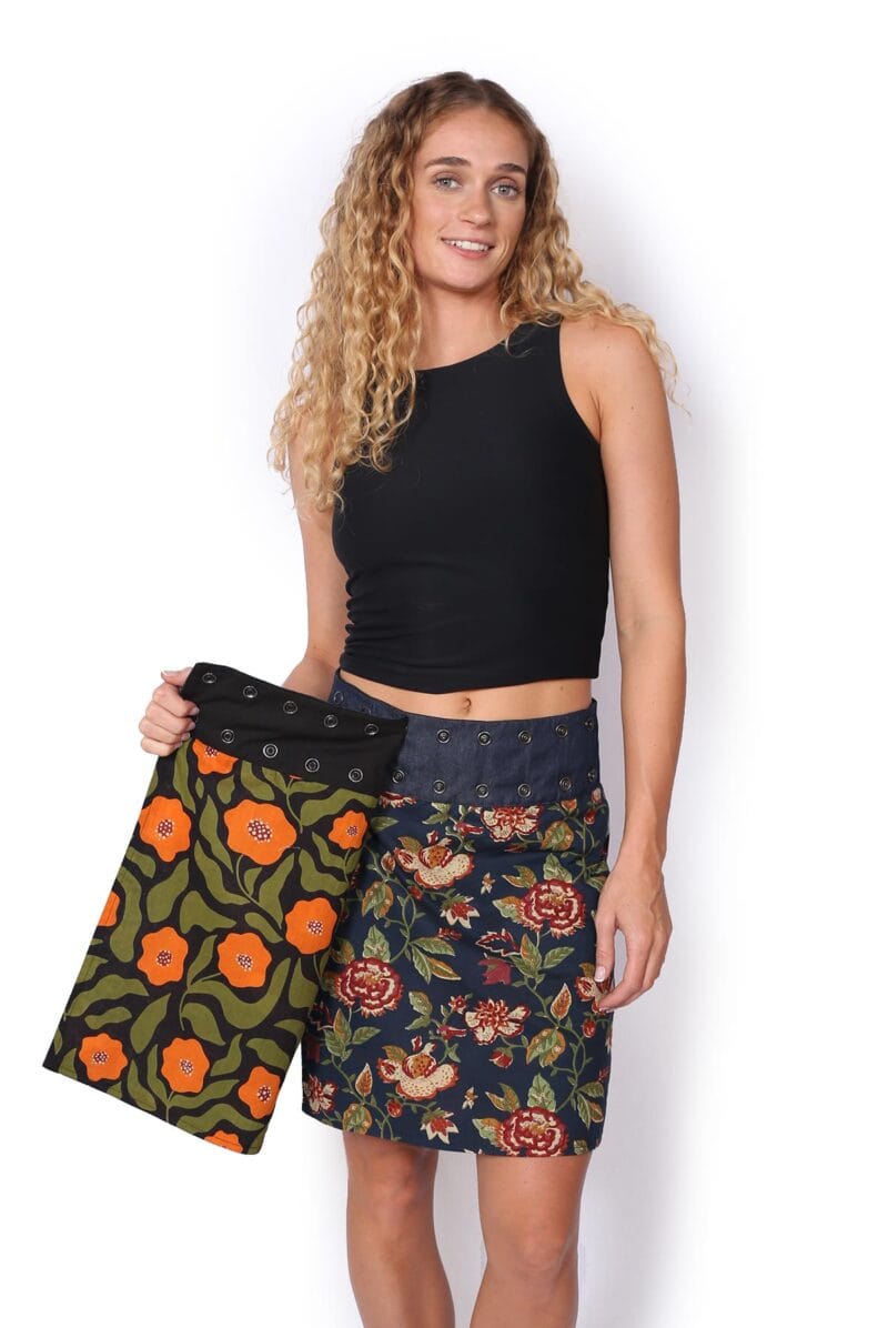 OM Designs OM Designs Reversible New Energy Skirt Short - Navy Florals/Poppy Orange OM Designs Reversible New Energy Skirt Short - Navy Florals/Poppy Orange Splash Swimwear Skirt O/S 1000030815
