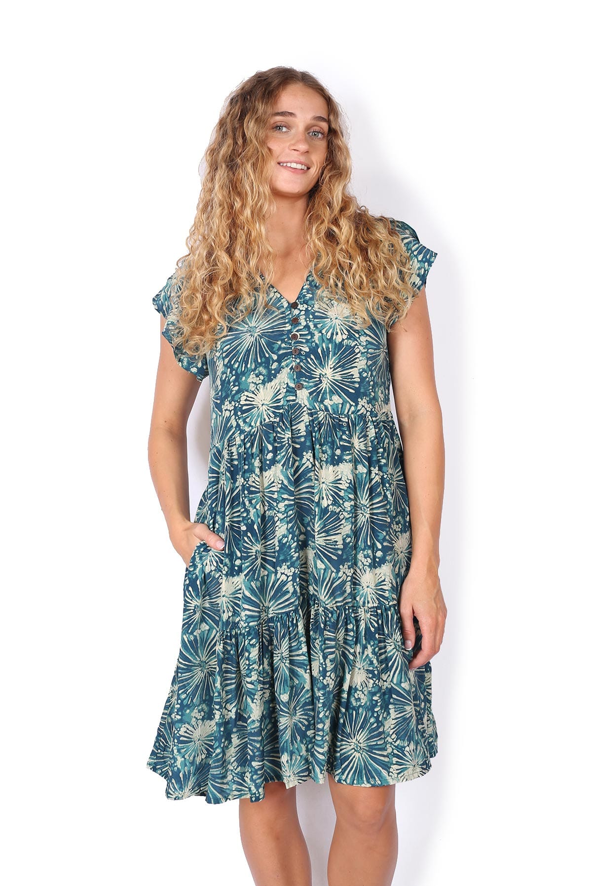 OM Designs OM Designs Sasha Dress - Fireworks Teal OM Designs Sasha Dress - Fireworks Teal Splash Swimwear Dresses