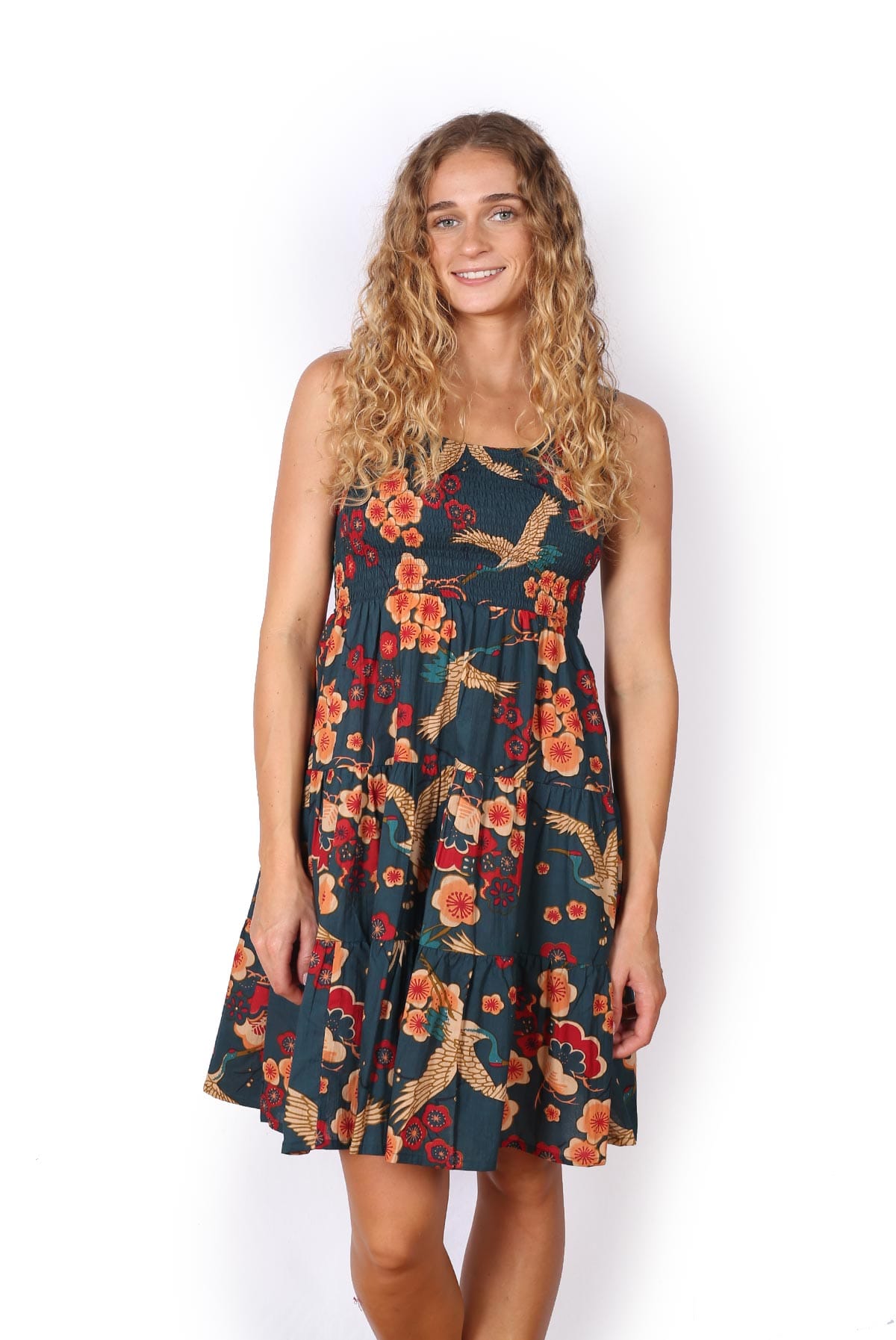 OM Designs OM Designs Short Puri Dress - Cherry Blossom Cranes OM Designs Short Puri Dress - Cherry Blossom Cranes Splash Swimwear Dresses