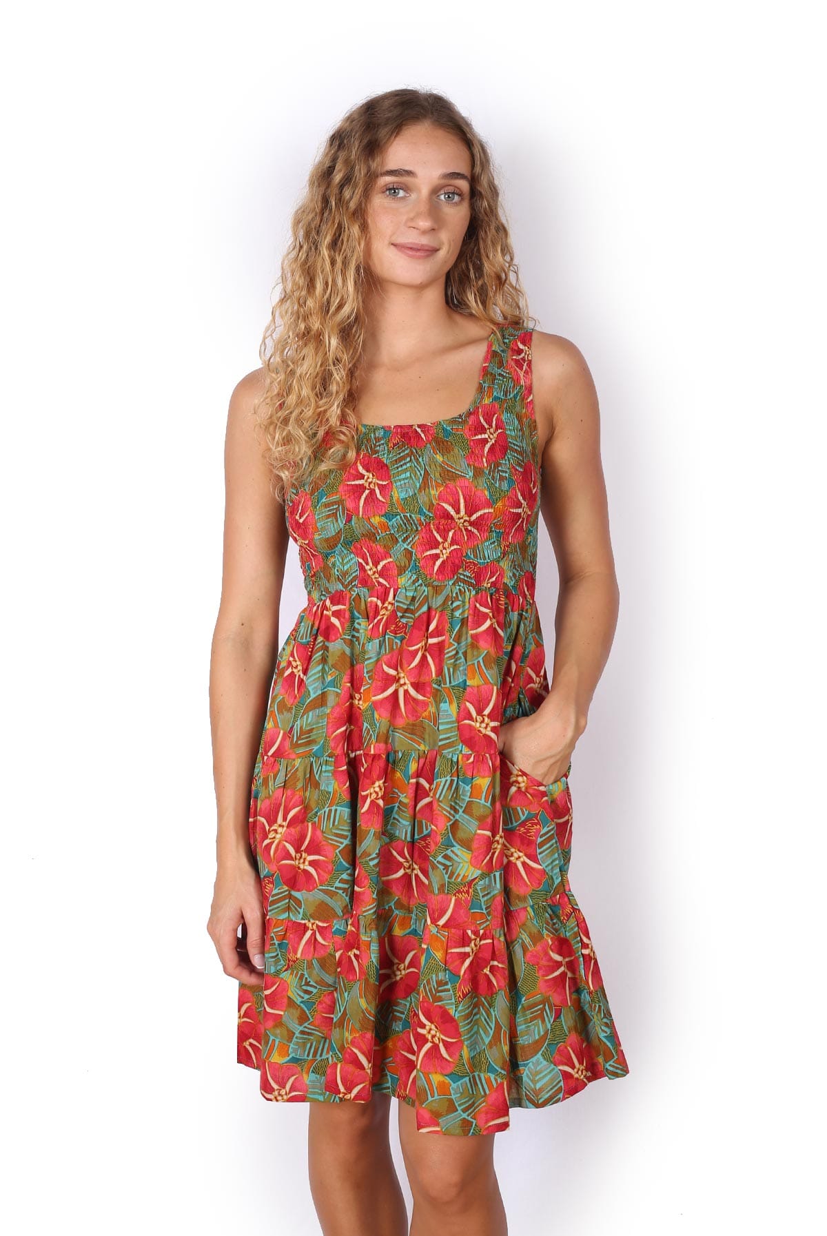 OM Designs OM Designs Short Puri Dress - Hibiscus OM Designs Short Puri Dress - Hibiscus Splash Swimwear Dresses