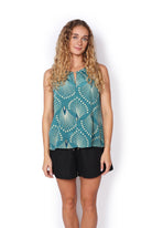 OM Designs OM Designs Tip Top - Peacock Teal OM Designs Jaydee Reversible Top - Abstract Black / Abstract Blue Splash Swimwear Tops
