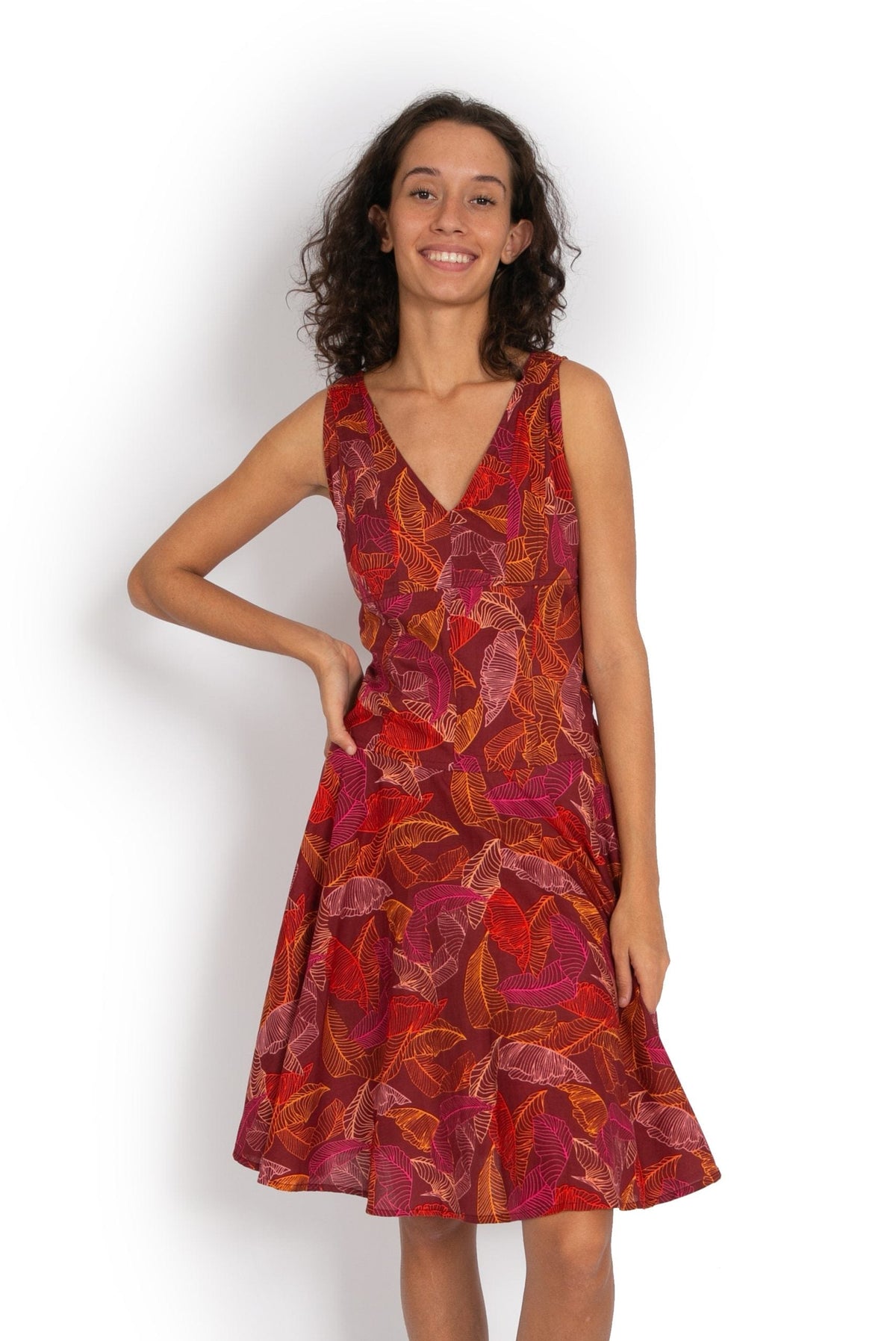 OM Designs Rajnandani Dress - Burgundy Leaf* Splash Swimwear Dresses