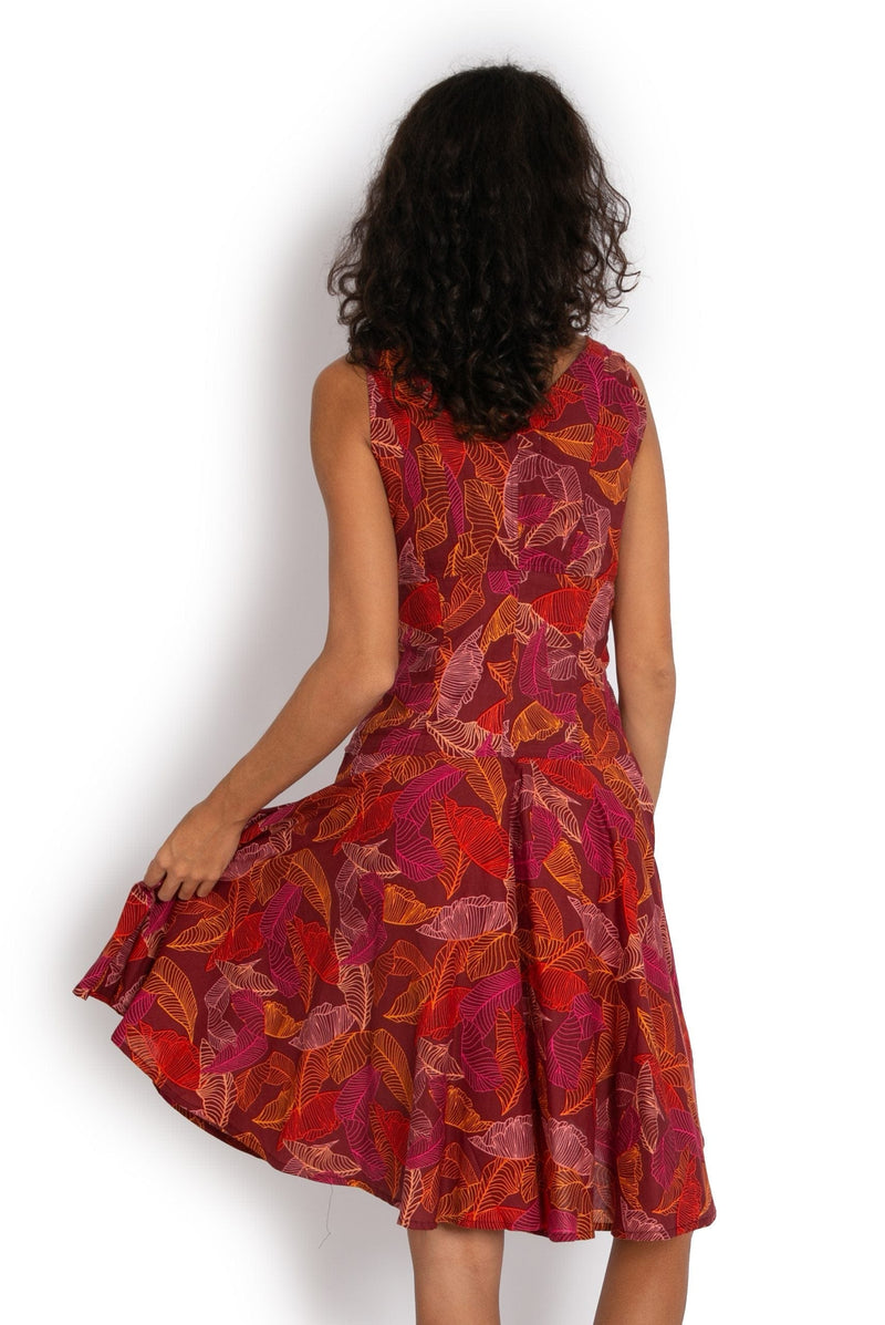 OM Designs Rajnandani Dress - Burgundy Leaf* Splash Swimwear Dresses