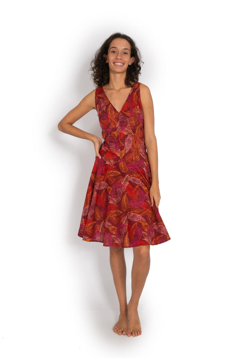 OM Designs Rajnandani Dress - Burgundy Leaf* Splash Swimwear Dresses