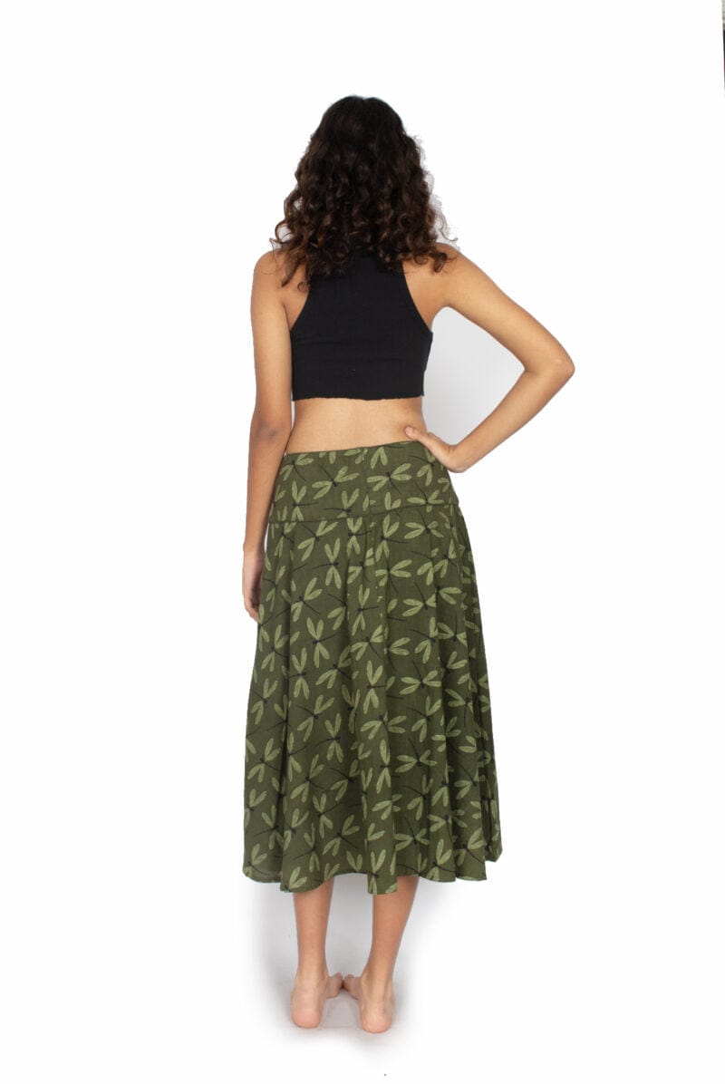 OM Designs Pants Shalu Skirt - Olive Dragonfly