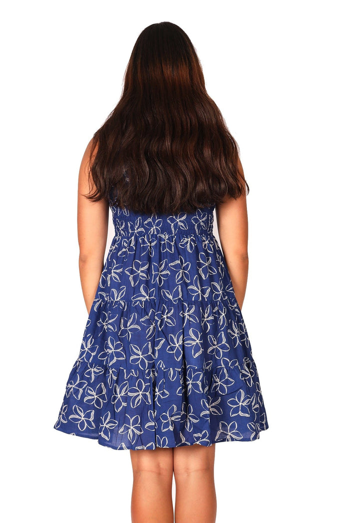 OM Designs Dresses Short Puri Dress - Frangipani Blue