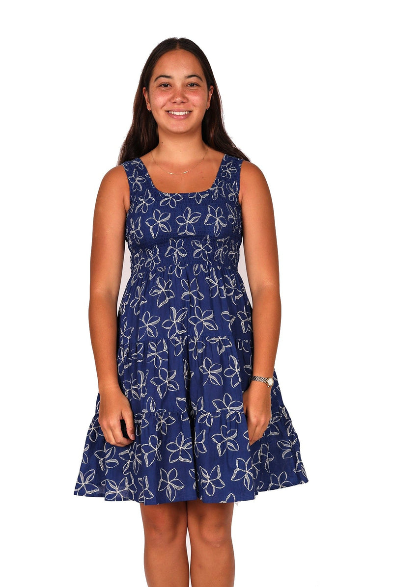 OM Designs Dresses Short Puri Dress - Frangipani Blue