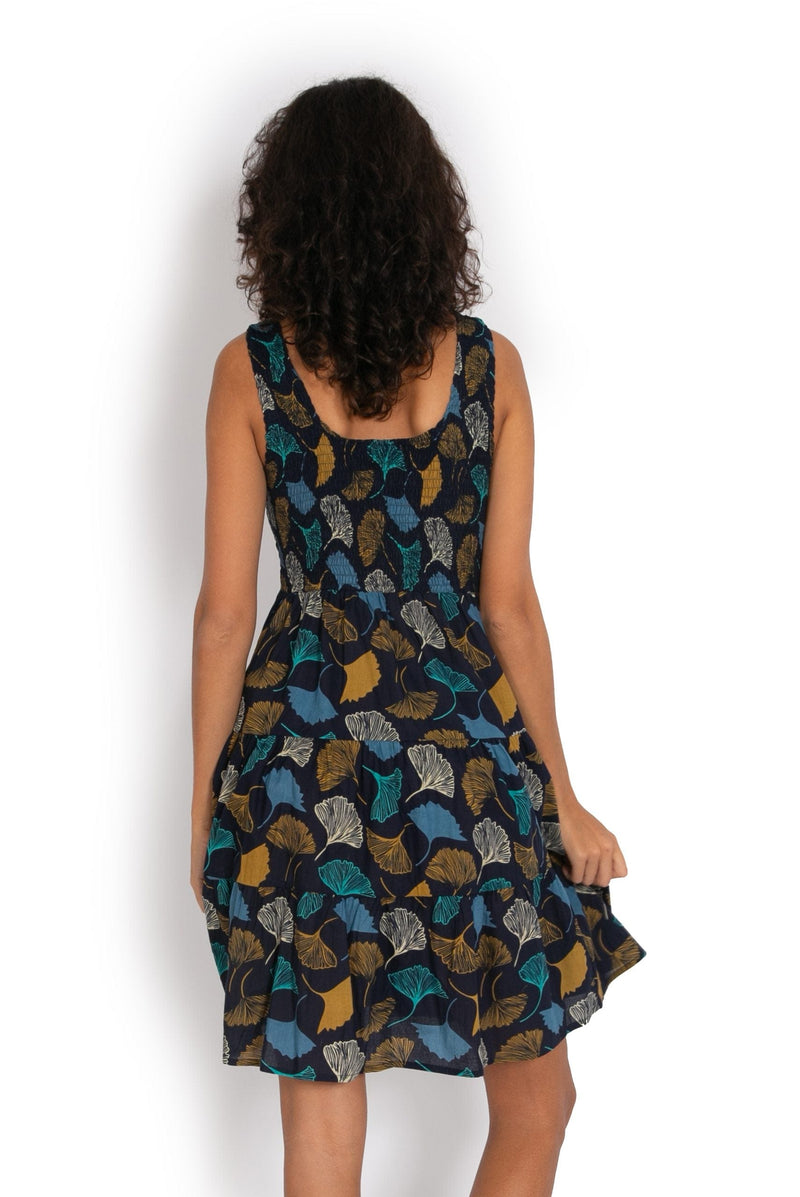 OM Designs Dresses Short Puri Dress - Navy Ginko Garden* OM Designs Puri Dress - Retro Butterflys