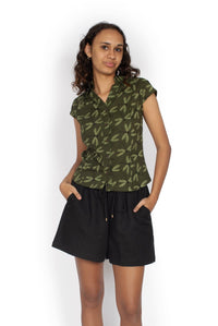 OM Designs Tops Sumi Top - Olive Dragonfly