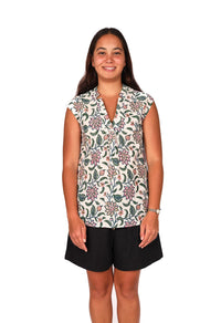 OM Designs Tops Tulip Top - Flower Garden Block Print