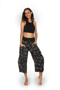 OM Designs Pants Yoga Pants - Frangipani Black*