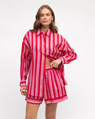 Paper Heart Paper Heart Renata Stripe Shirt - Red Paper Heart Renata Stripe Shirt - Red Splash Swimwear Tops