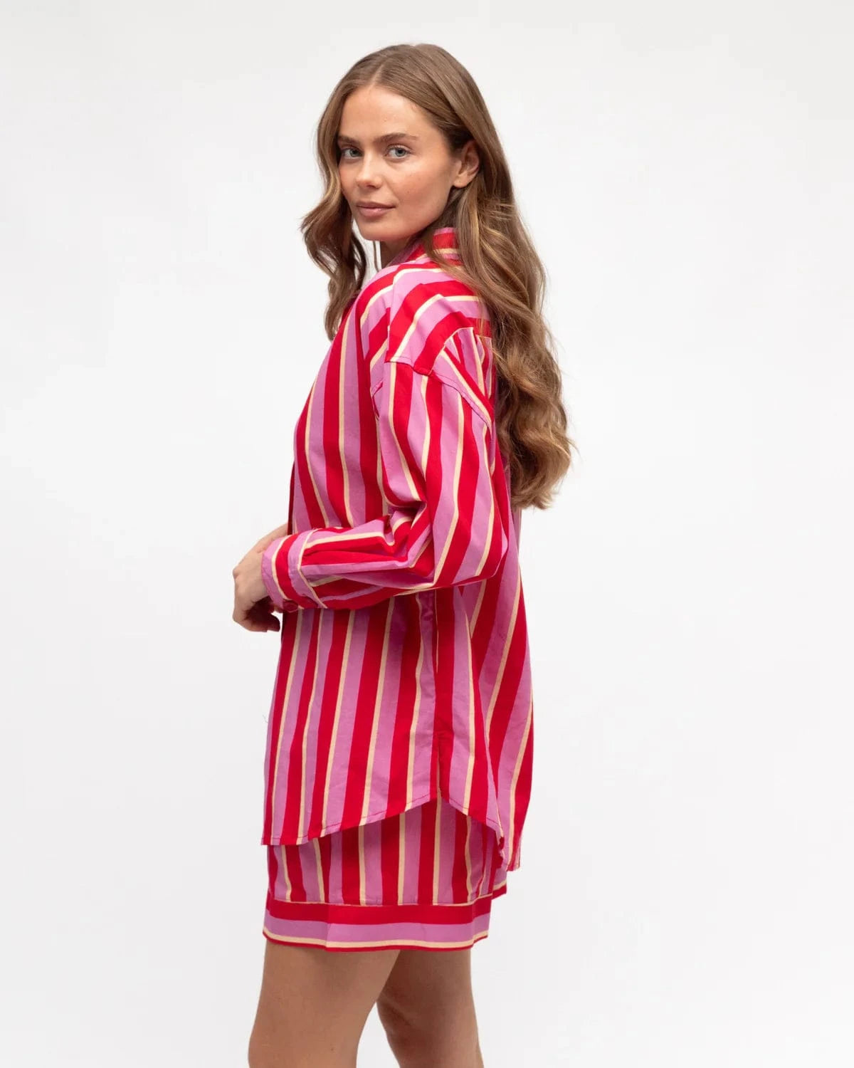 Paper Heart Paper Heart Renata Stripe Shirt - Red Paper Heart Renata Stripe Shirt - Red Splash Swimwear Tops