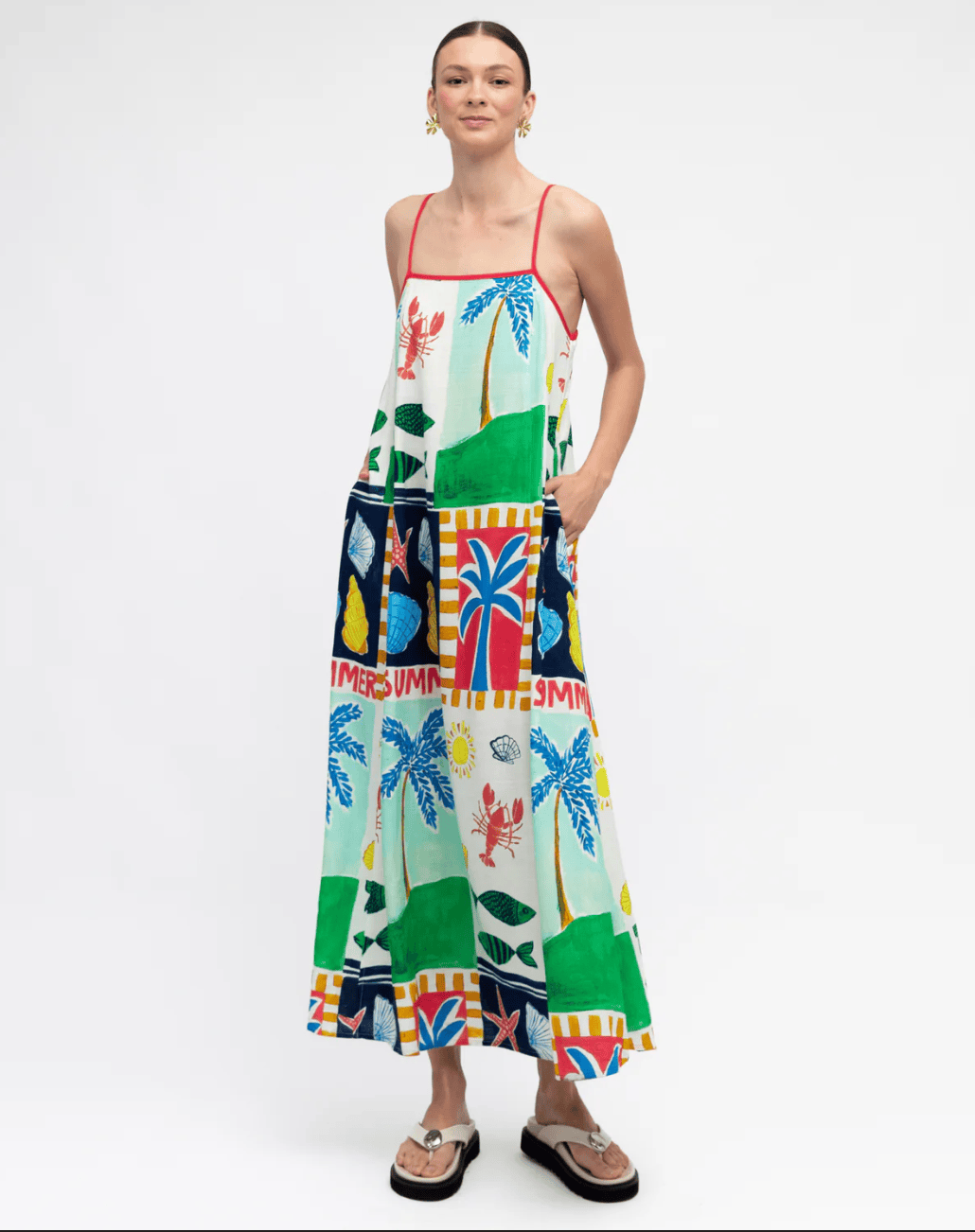 Paper Heart Paper Heart Soleil Summer Midi Dress Paper Heart Soleil Summer Midi Dress Splash Swimwear Tops