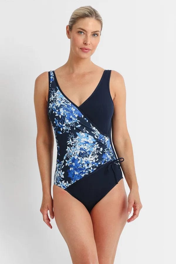 Pool Proof Blissful Crossover One Piece - Navy Pool Proof Blissful Crossover One Piece - Navy Splash Swimwear One Pieces