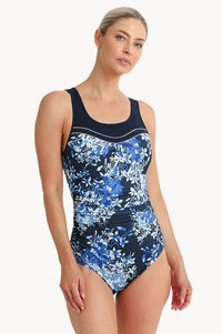 Pool Proof Blissful Scoop Ruched Mastectomy One Piece - Navy Pool Proof Blissful Scoop Ruched Mastectomy One Piece - Navy Splash Swimwear One Pieces