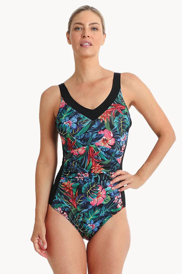 Pool Proof Oasis E/F Vee One Piece - White Pool Proof Oasis E/F Vee One Piece - White Splash Swimwear One Pieces